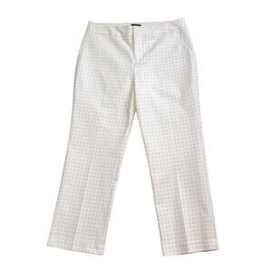 Crosby Womens Size 10 Beige White Gingham Warren Crop Pants 25" Inseam